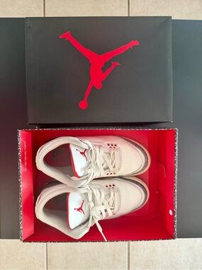Nike Air Jordan 3 Retro Fire Red GS Size 6Y White Cement DM0967-100 w/ Box